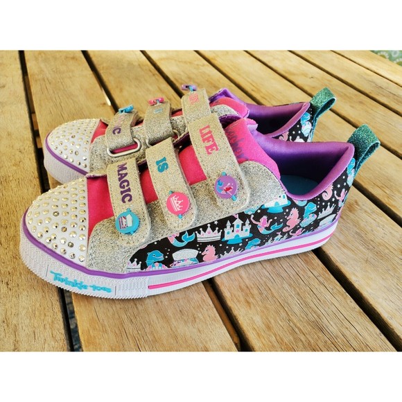 Skechers Twinkle Lite Big Girl Life is Magic Hook & Loop Closure Shoes Size 3.5 - Picture 3 of 9
